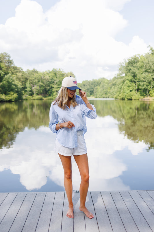 Navy American Flag Trucker Hat